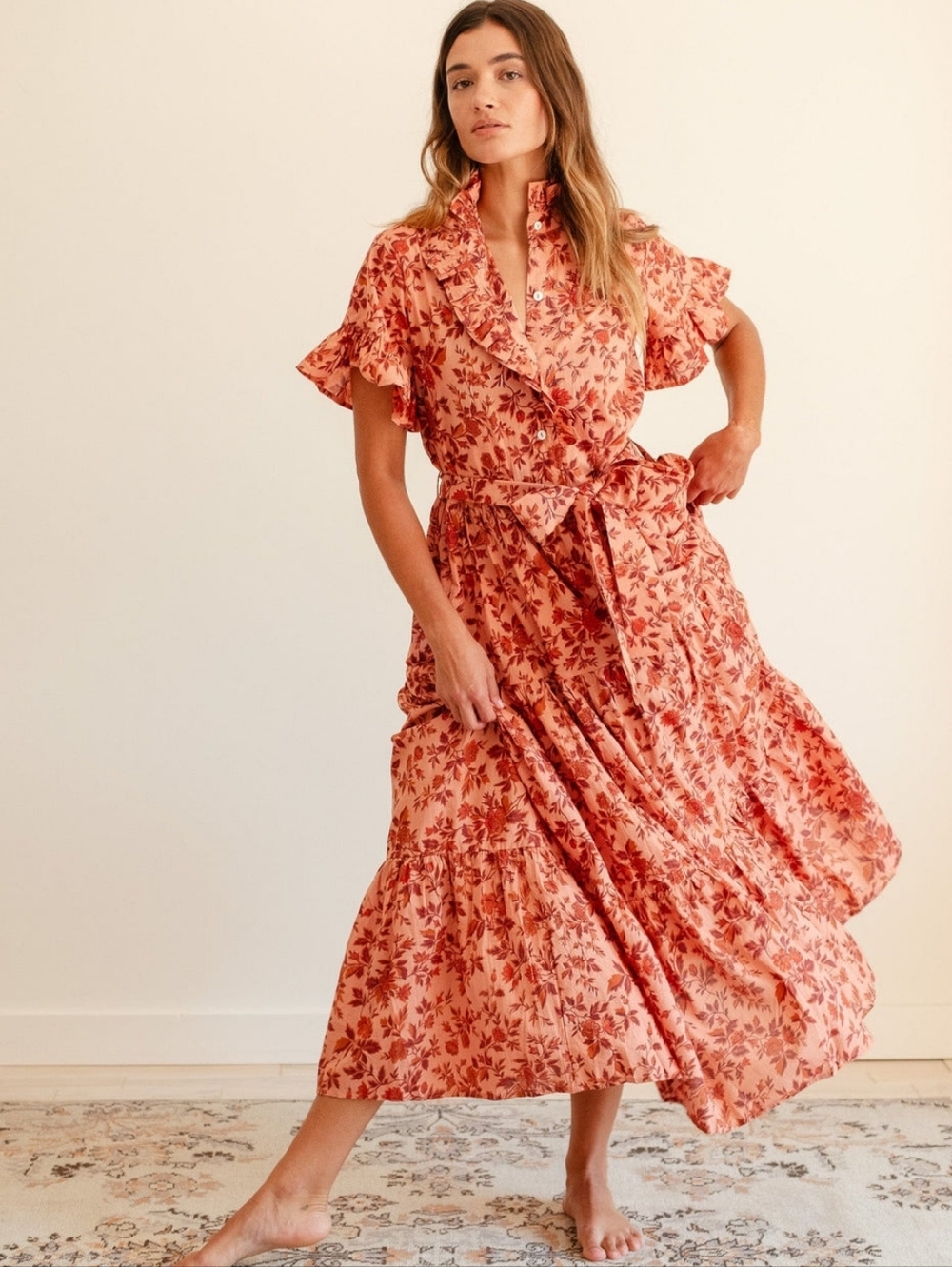 NWT Mille Victoria Floral Tie-Waist Maxi Dress
